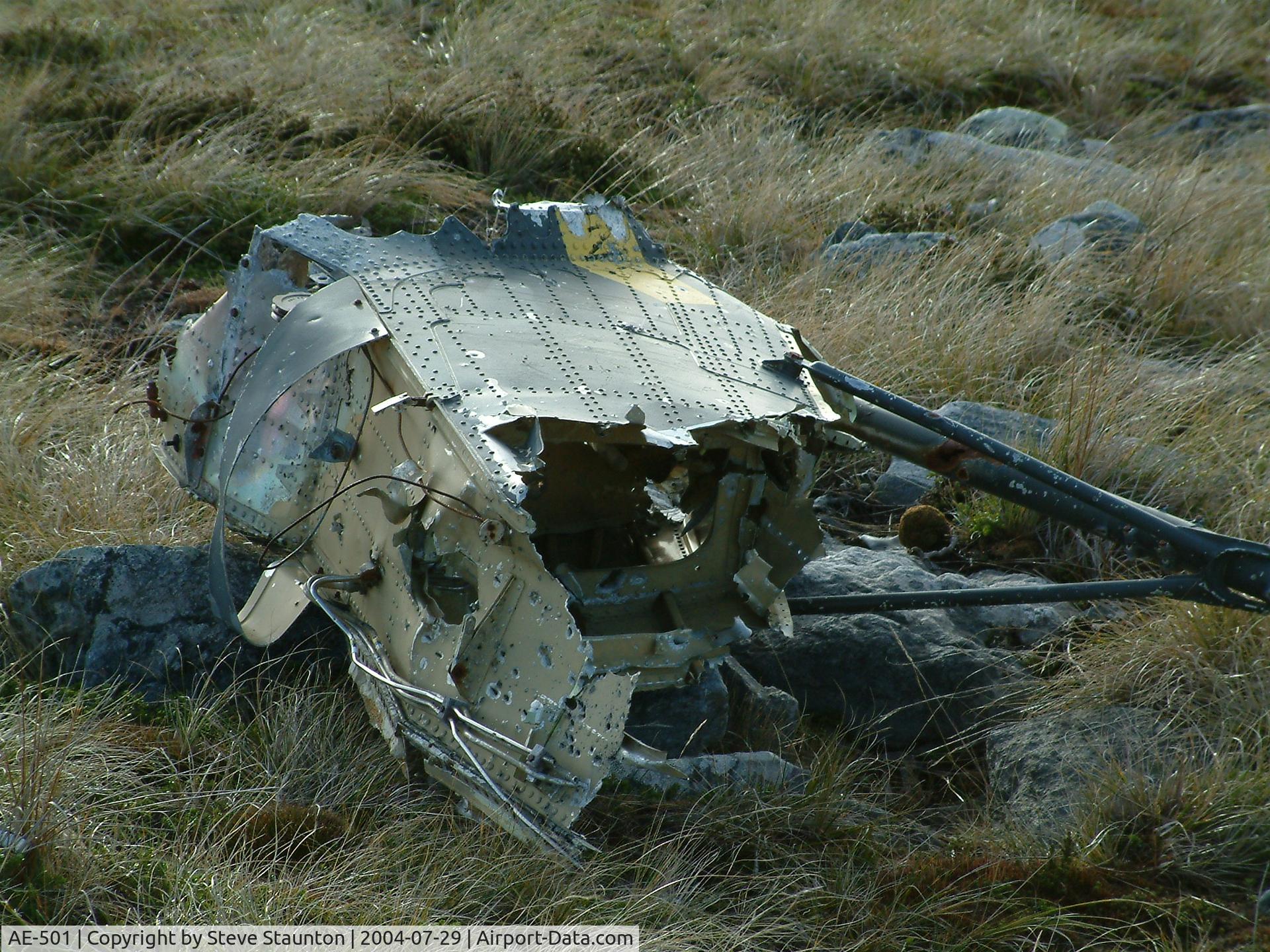 AE-501, Aérospatiale SA-330L Puma C/N 1540, Wrecked Westland Puma of the Argentine AF located at the foot of Mount Kent, Falkland Island. This aircraft was destroyed during the 1982 Falklands Conflict.