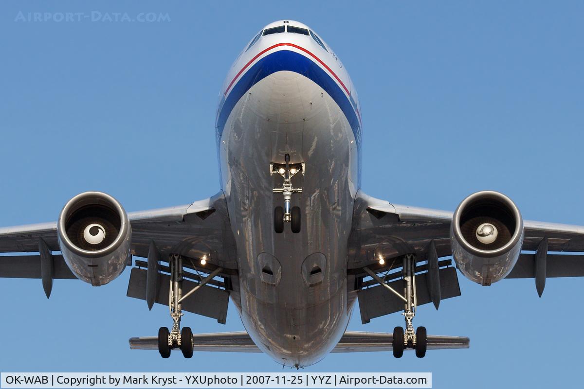 OK-WAB, 1991 Airbus A310-304 C/N 567, Short final for RWY23.