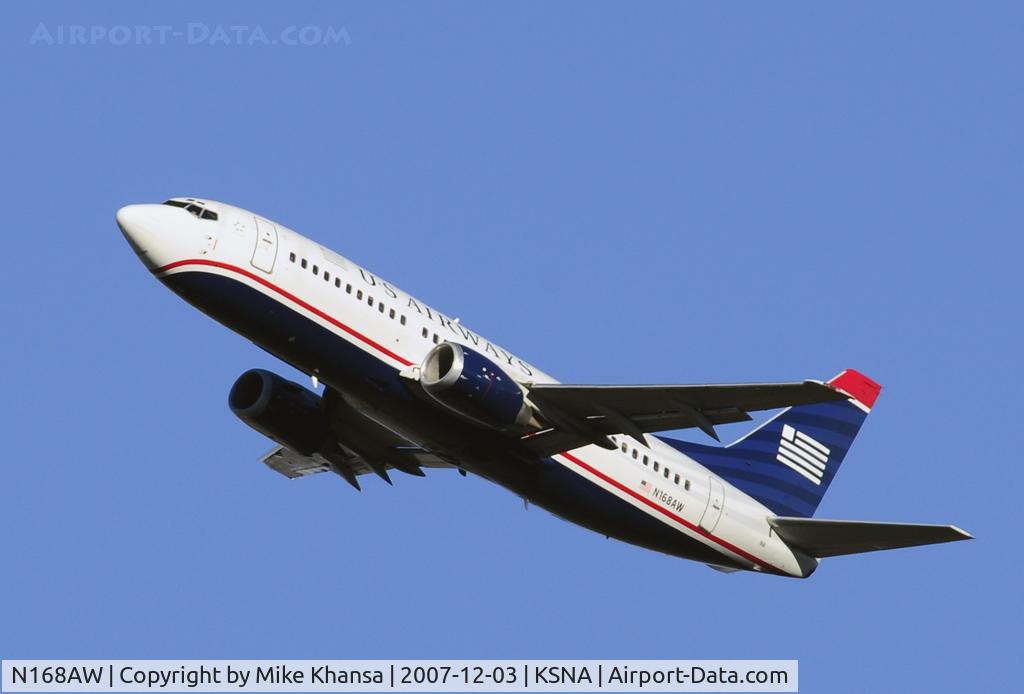 N168AW, 1986 Boeing 737-33A C/N 23629, US Airways B737-33A B taking off on a beautiful Southern California day.