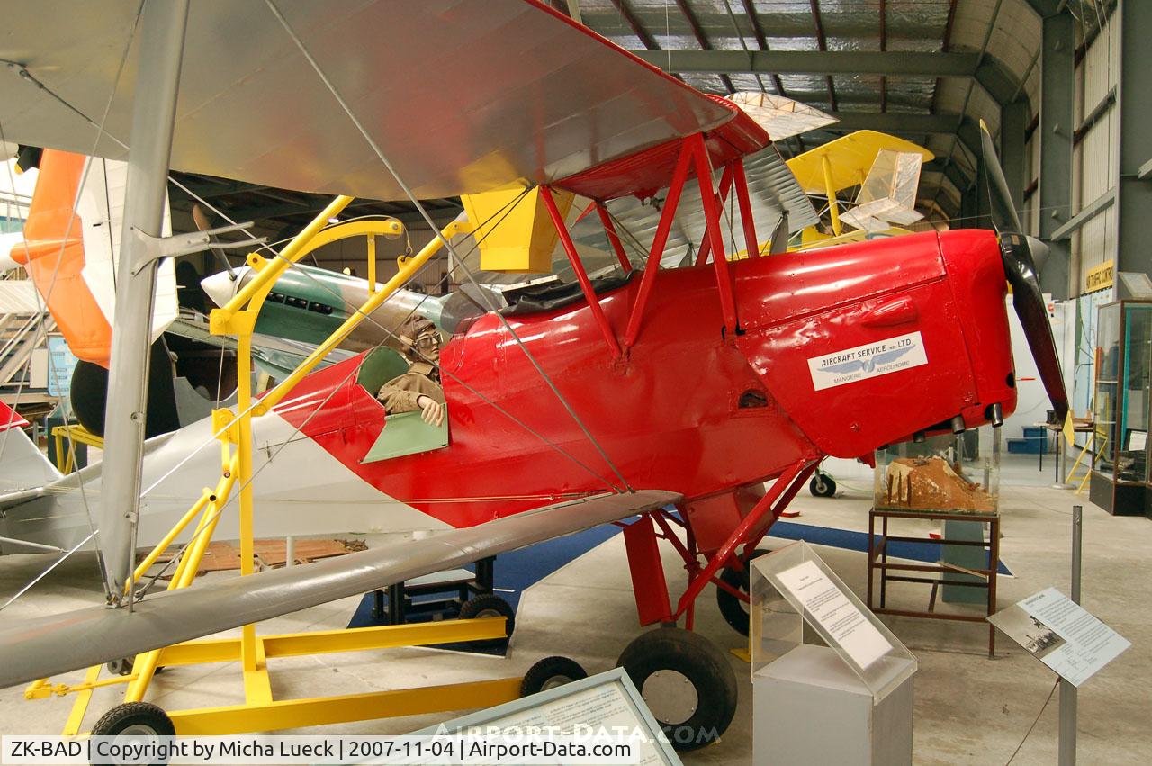 ZK-BAD, De Havilland DH-82A Tiger Moth II C/N 84648, At the Museum of Transport and Technology (MOTAT)
