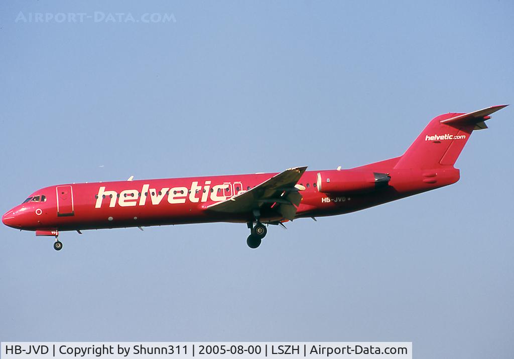 HB-JVD, 1994 Fokker 100 (F-28-0100) C/N 11498, Landing rwy 14