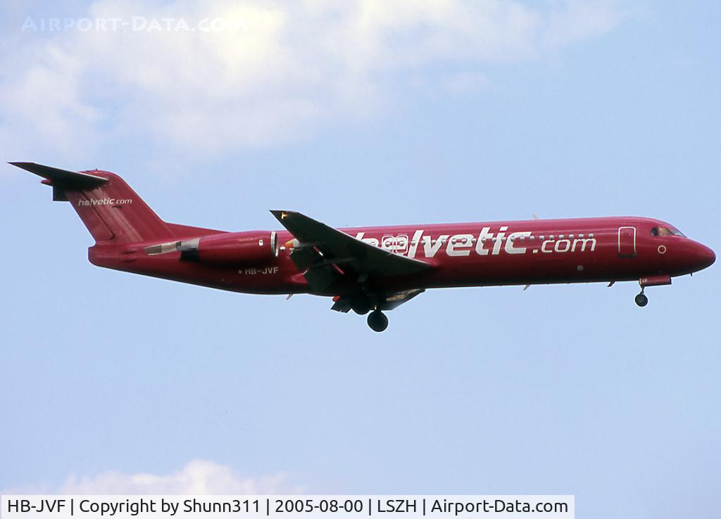 HB-JVF, 1993 Fokker 100 (F-28-0100) C/N 11466, Landing rwy 14