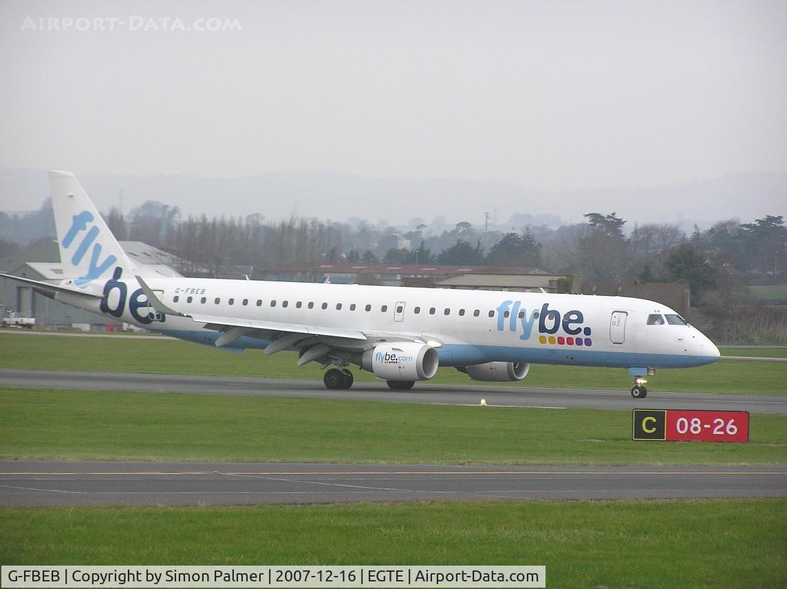 G-FBEB, 2006 Embraer 195LR (ERJ-190-200LR) C/N 19000057, ERJ 190 arriving at Exeter airport