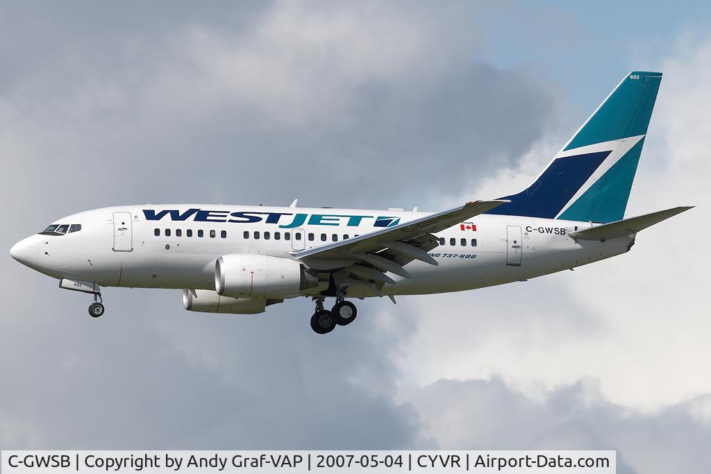 C-GWSB, 2005 Boeing 737-6CT C/N 34285, Westjet 737-600