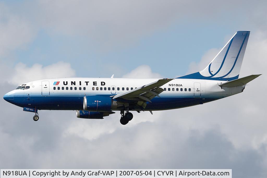 N918UA, 1991 Boeing 737-522 C/N 25385, United Airlines 737-500