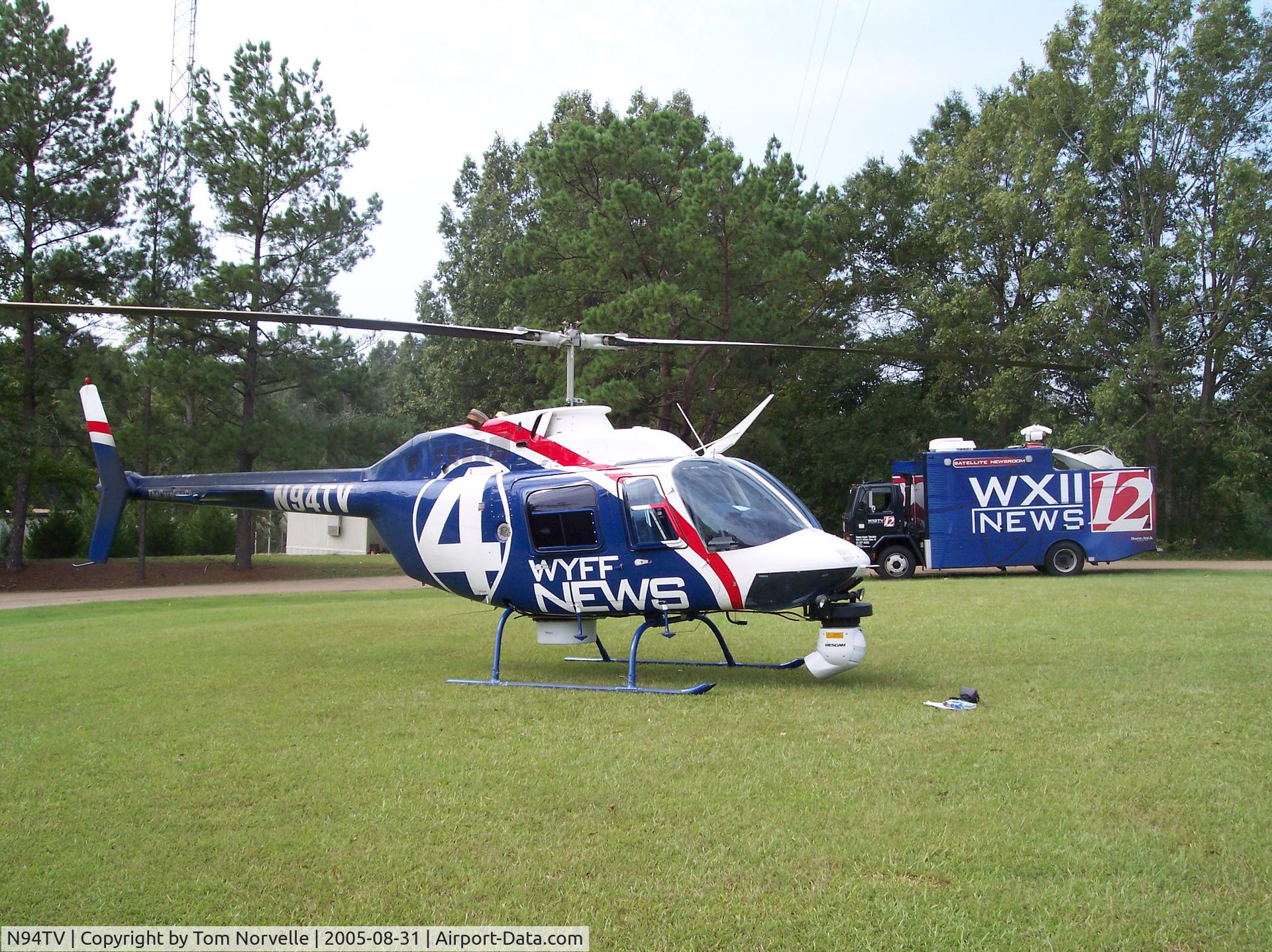 N94TV, 2000 Bell 206B C/N 4530, Shortly after Hurricane Katrina, I landed to pick up Ryan Bohling of WAPT TV in Jackson, Mississippi to collect aftermath footage of the Mississippi coastline.