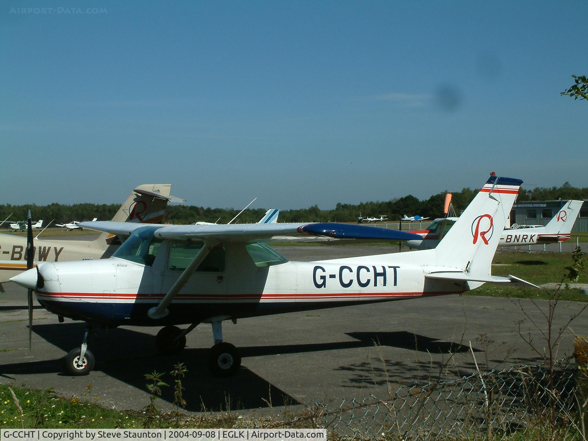 G-CCHT, 1983 Cessna 152 C/N 152-85176, Taken at Blackbushe Airport 8th September 2004 (sorry about the black spot on the lens)