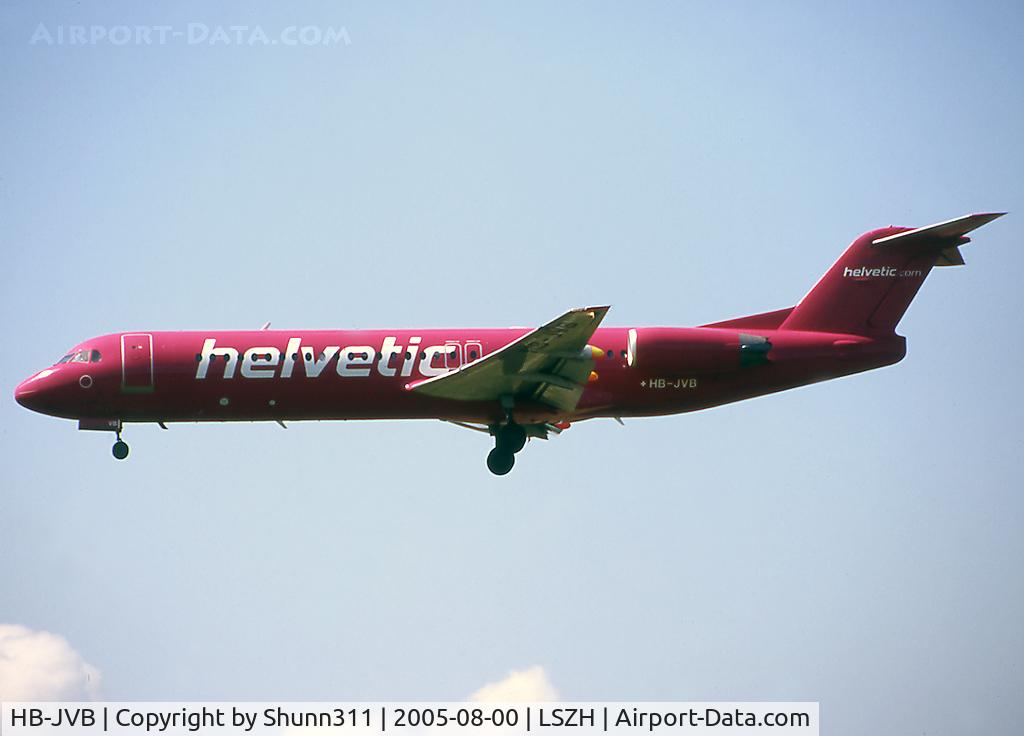 HB-JVB, 1994 Fokker 100 (F-28-0100) C/N 11491, Landing rwy 14