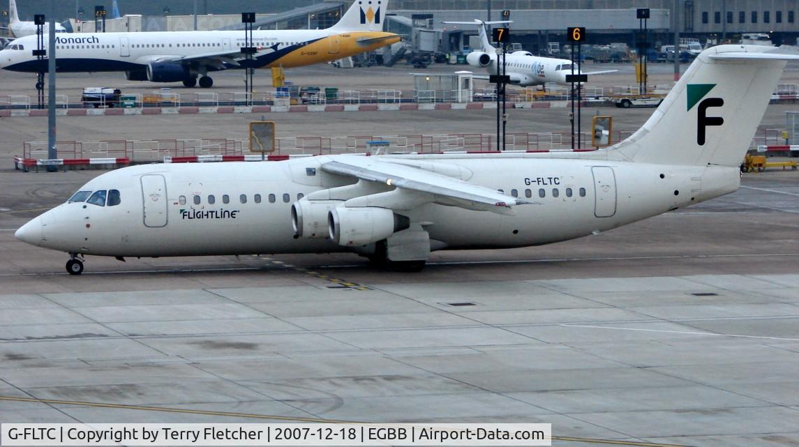 G-FLTC, 1991 British Aerospace BAe.146-300 C/N E3205, Flightline Bae146 on a wintery morning at Birmingham International (UK)