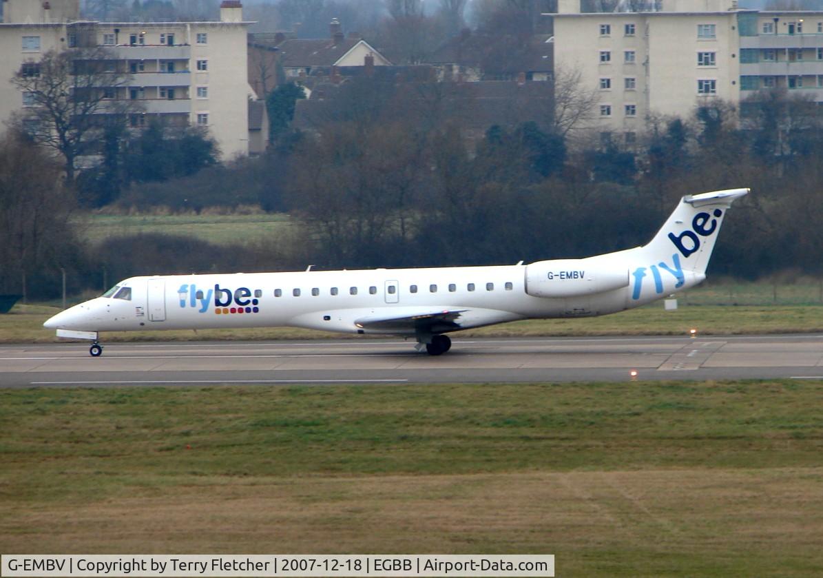 G-EMBV, 2001 Embraer EMB-145EU (ERJ-145EU) C/N 145482, Flybe Emb145 about to depart at Birmingham International