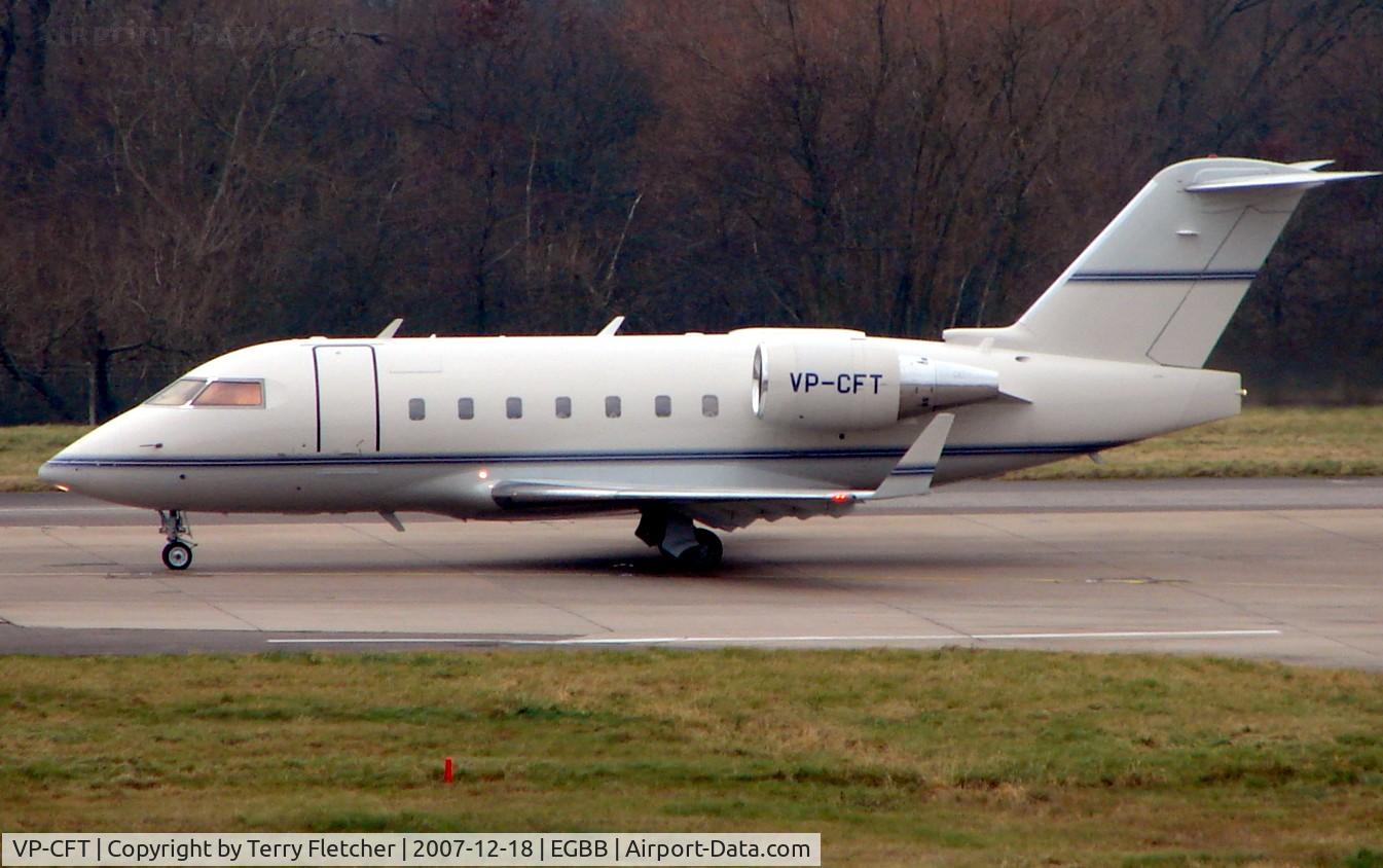 VP-CFT, 1990 Canadair Challenger 601-3A (CL-600-2B16) C/N 5067, Challenger about to depart from Birmingham International