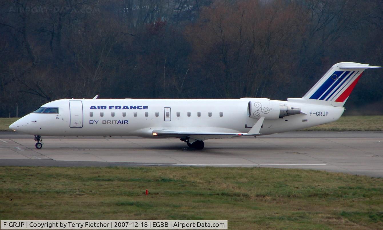 F-GRJP, 1999 Canadair CRJ-100ER (CL-600-2B19) C/N 7301, Brit Air CLRJ prepares to depart on a wintery morning at Birmingham International (UK)