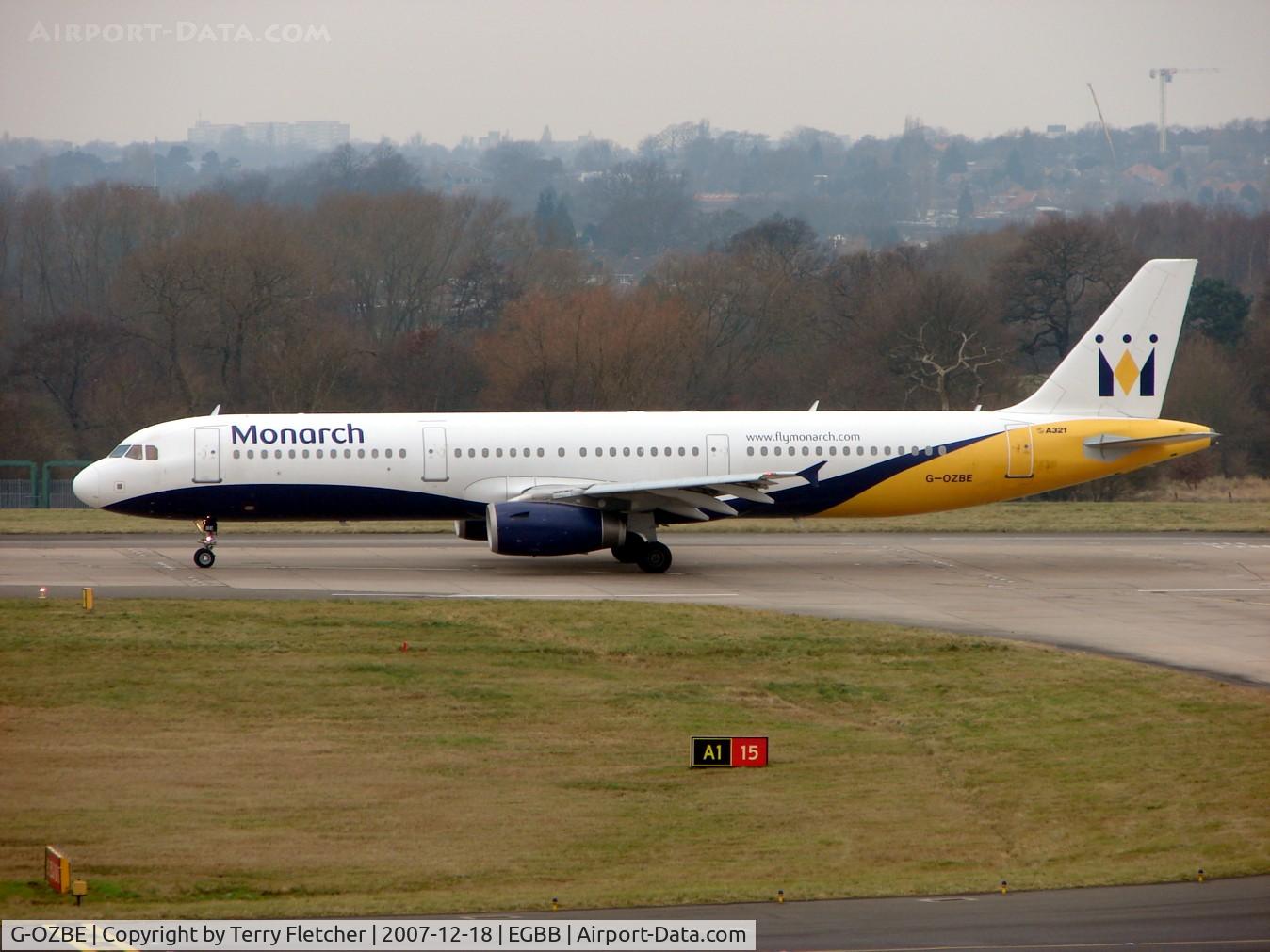 G-OZBE, 2002 Airbus A321-231 C/N 1707, Monarch A321 awaits departure clearance