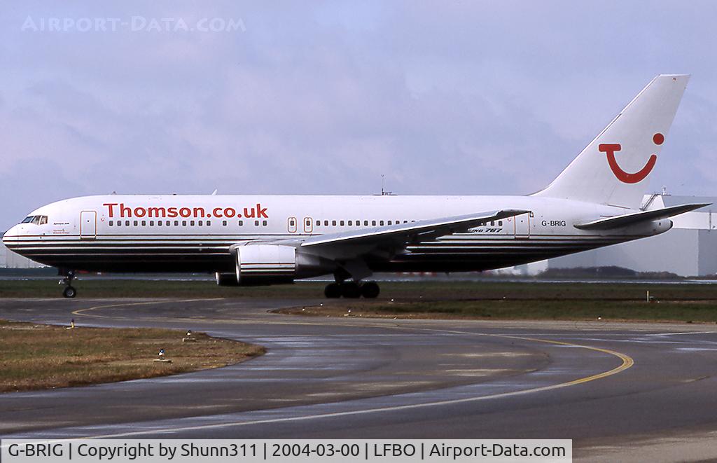 G-BRIG, 1990 Boeing 767-204/ER C/N 24757, Taxiing holding point rwy 32R for departure