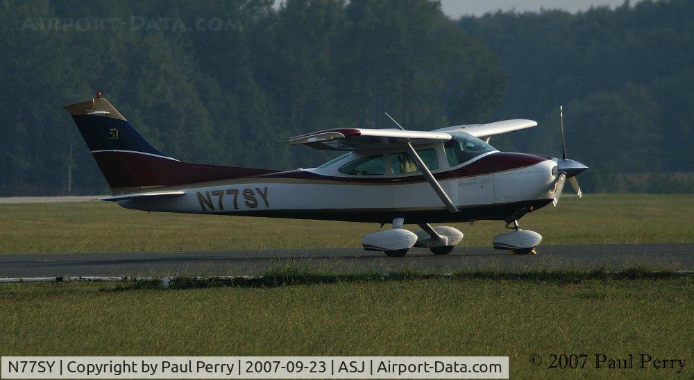 N77SY, 1977 Cessna 182Q Skylane C/N 18265626, Somewhat misty backdrop for this pretty lady