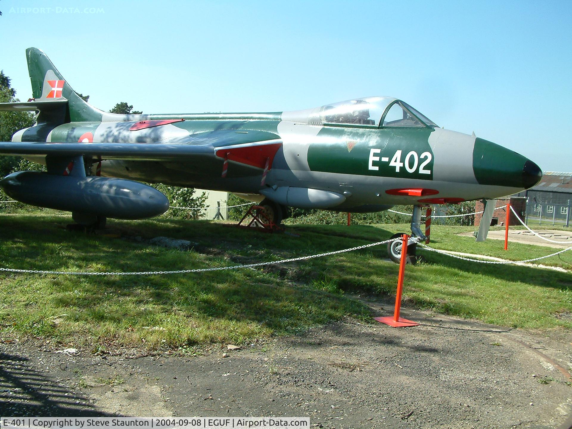 E-401, 1955 Hawker Hunter F.51 C/N 41H/680260, Taken at Farnborough Air Sciences Trust, 8th September 2004