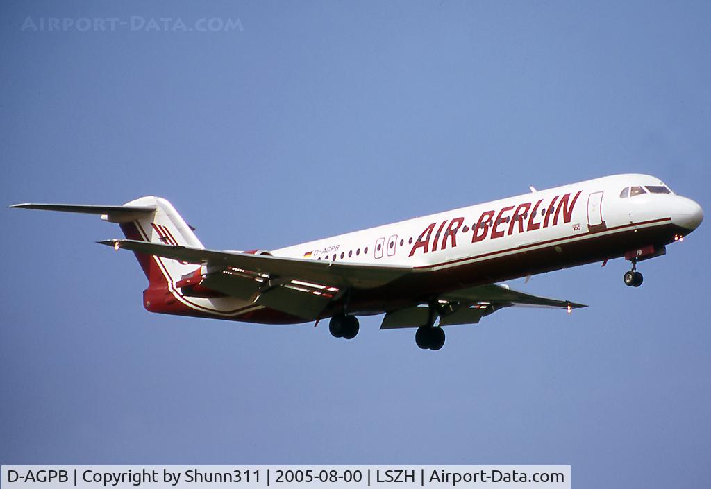 D-AGPB, 1989 Fokker 100 (F-28-0100) C/N 11278, Landing rwy 14