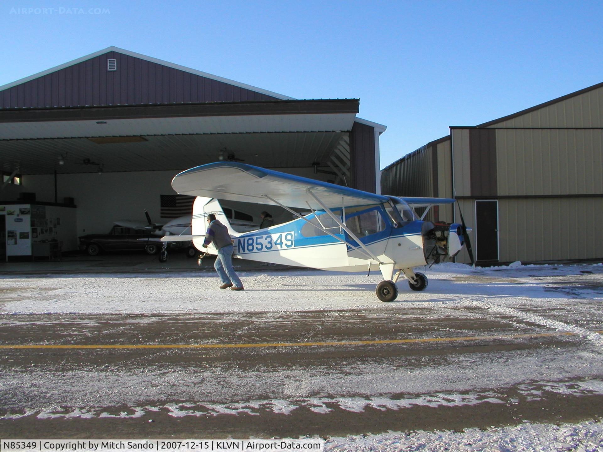 N85349, 1946 Aeronca 7AC Champion C/N 7AC-4089, Getting pulled into the hangar.