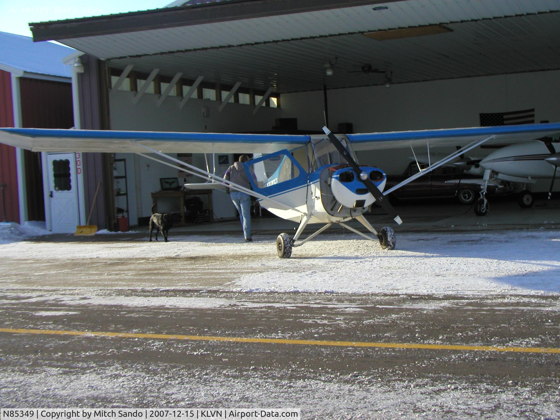 N85349, 1946 Aeronca 7AC Champion C/N 7AC-4089, Getting pulled into the hangar.