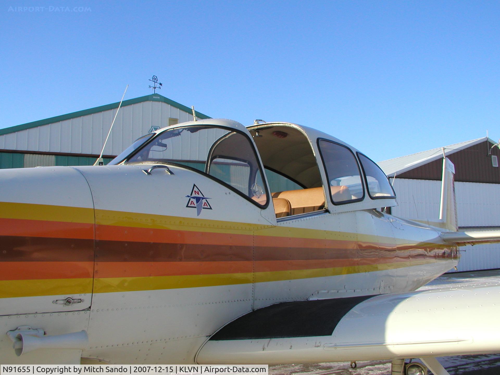 N91655, 1946 North American Navion (NA-145) C/N NAV-4-405, Parked outside the hangar.