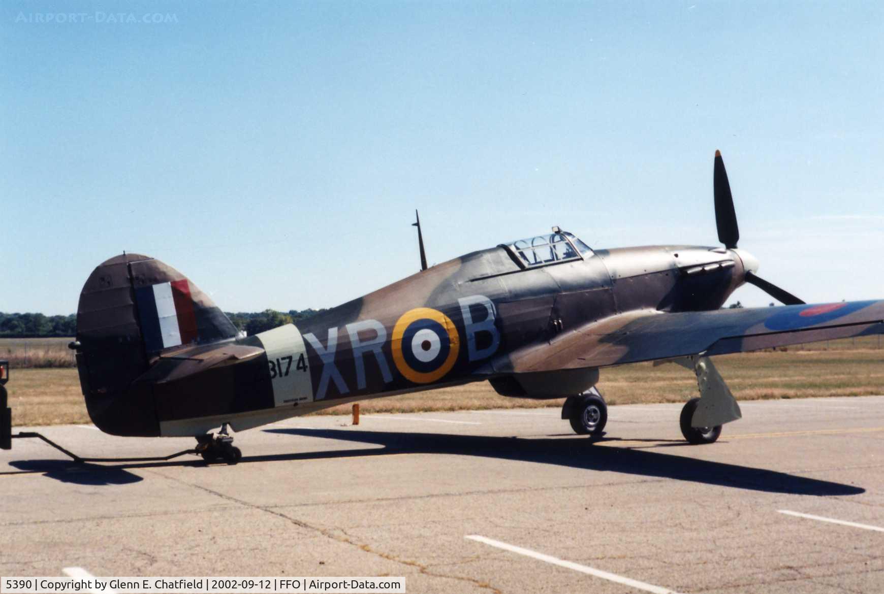 5390, Hawker (CCF) Hurricane Mk12 C/N 42025, Hawker Hurrican at the National Museum of the U.S. Air Force.  Outside during aircraft shuffle