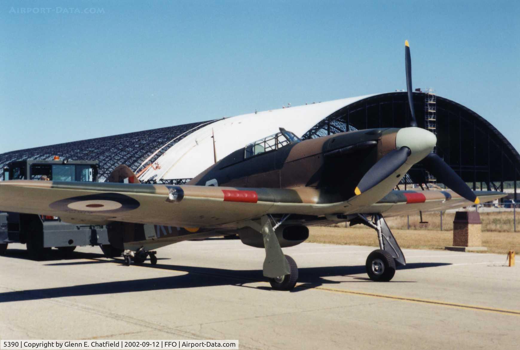 5390, Hawker (CCF) Hurricane Mk12 C/N 42025, Hawker Hurrican at the National Museum of the U.S. Air Force. Outside during aircraft shuffle