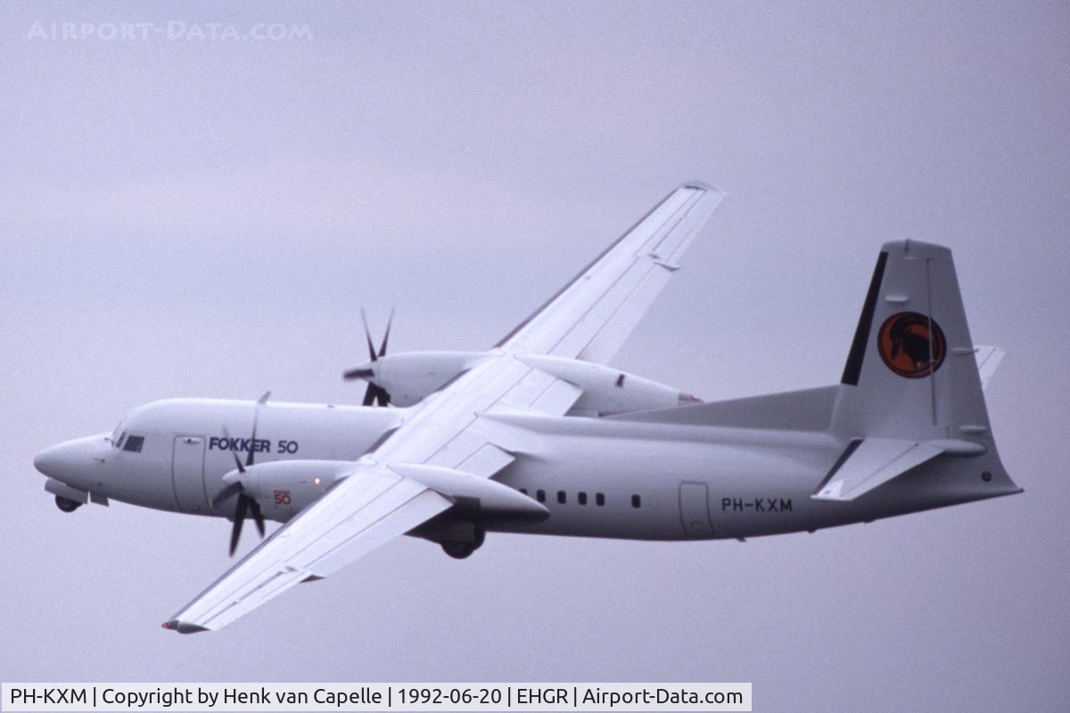 PH-KXM, 1992 Fokker 50 C/N 20252, Fokker 50 displayed during air show at Gilze-Rijen air base, Netherlands