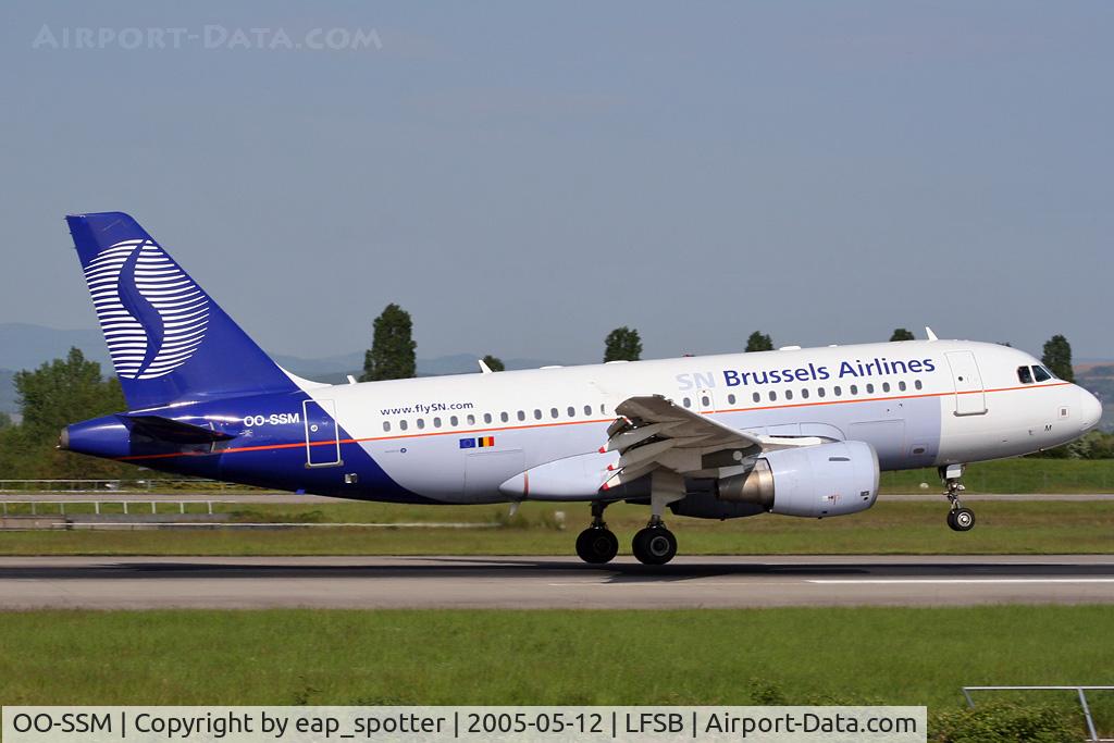 OO-SSM, 2000 Airbus A319-112 C/N 1388, arriving from BRU - diverted from SXB