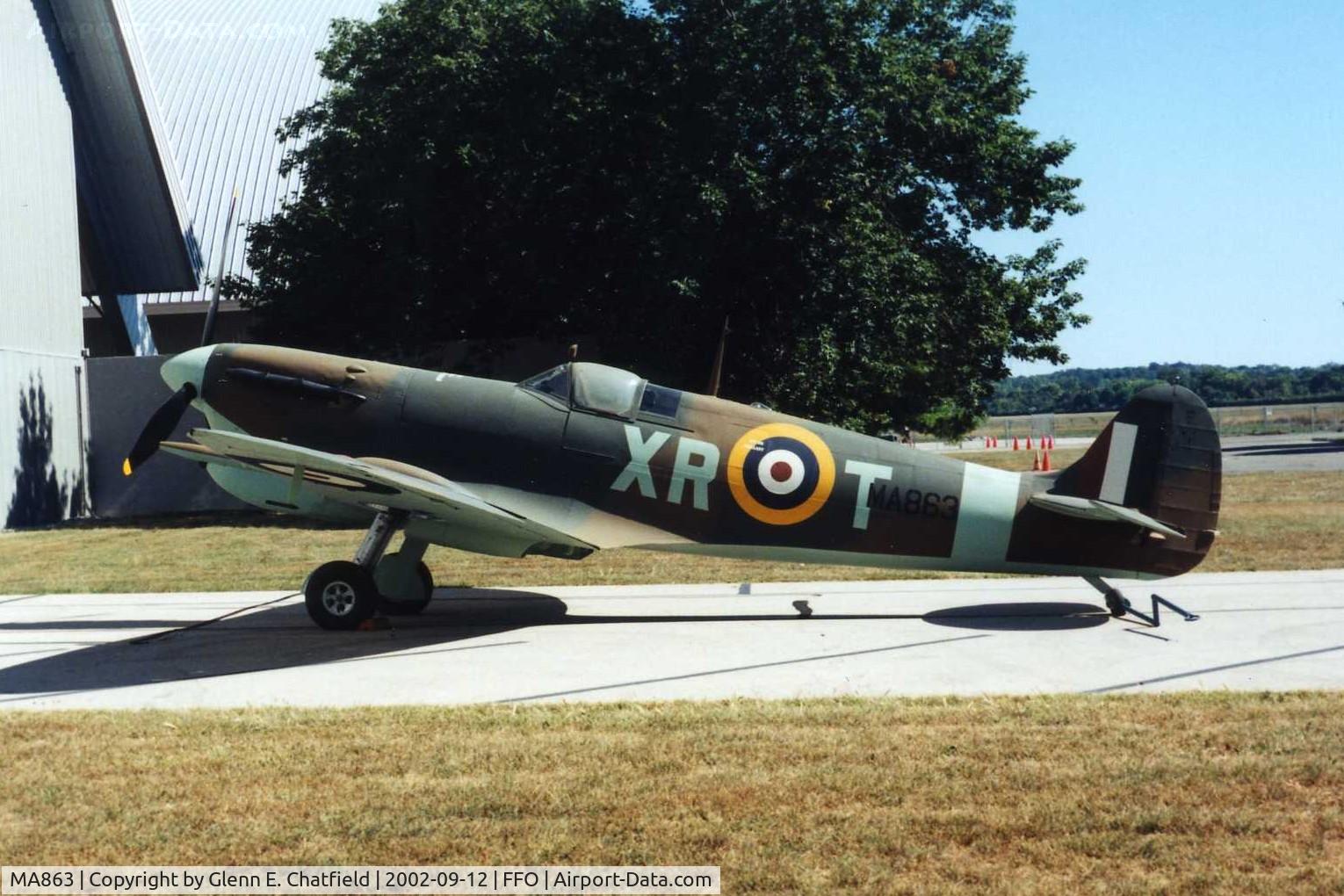 MA863, 1943 Supermarine 349 Spitfire F.Vc C/N Not found MA863, Spitfire at the National Museum of the U.S. Air Force, out for shuffling airplanes around.