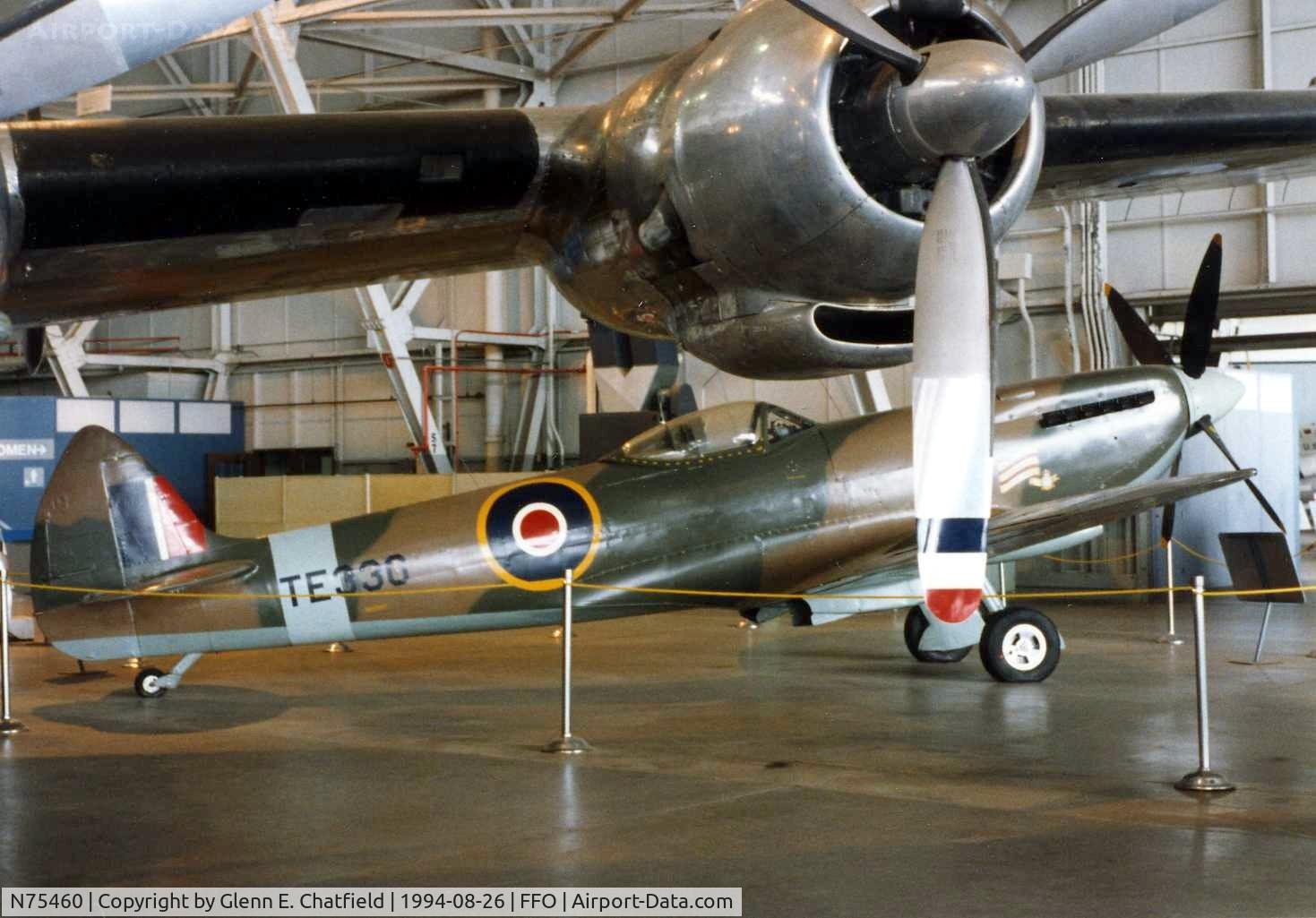 N75460, 1945 Supermarine 361 Spitfire LF.XVIe C/N CBAF.IX.4504, Spitfire, N75460, at the National Museum of the U.S. Air Force.  This airplane is now in New Zealand