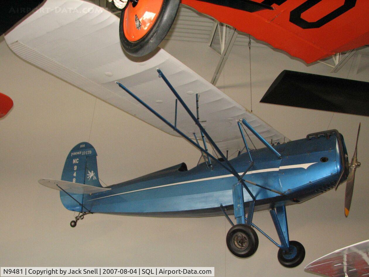 N9481, 1933 Fairchild 22 C7D C/N 911, Taken at the Hiller Aviation Museum