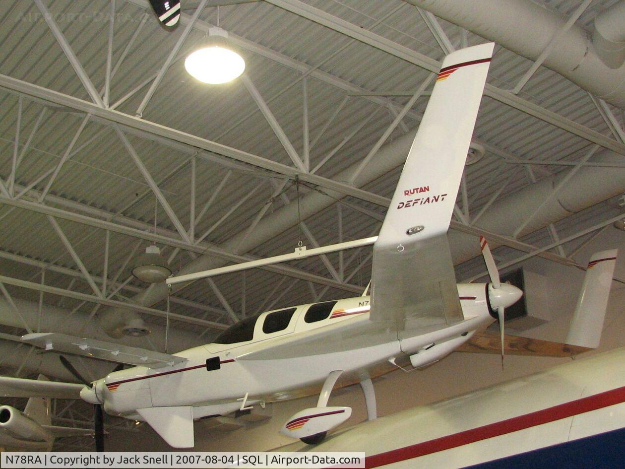 N78RA, 1978 Rutan Defiant C/N 001, Taken at the Hiller Aviation Museum