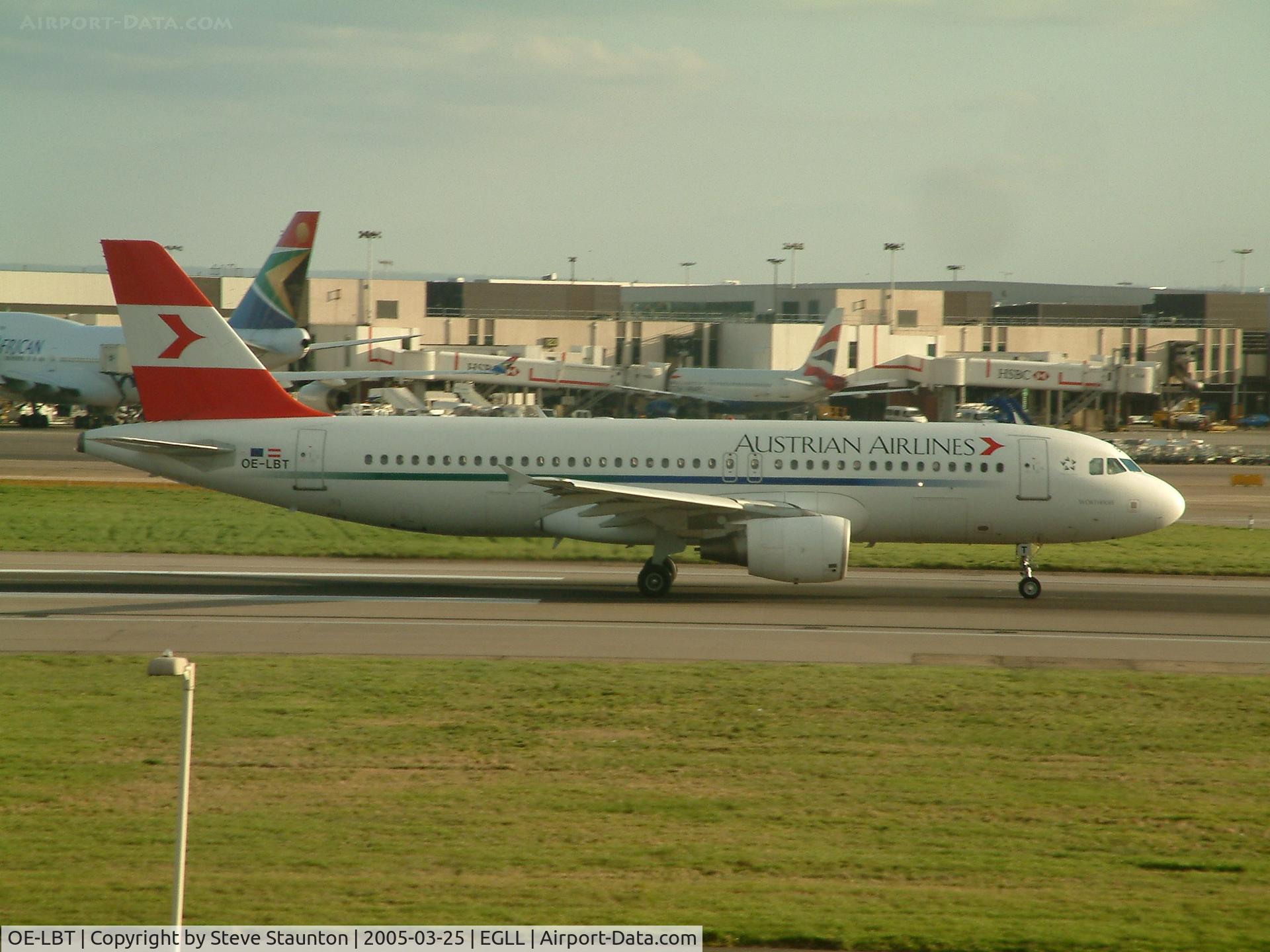 OE-LBT, 2000 Airbus A320-214 C/N 1387, Taken at Heathrow Airport March 2005