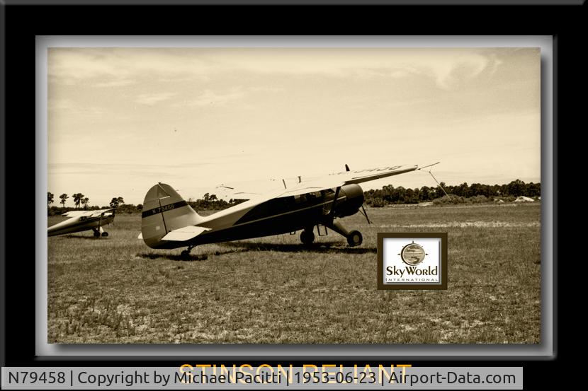 N79458, 1944 Stinson V77 Reliant C/N 77-36, RELIANT AT BRADENTON AIRPORT FLORIDA 1953