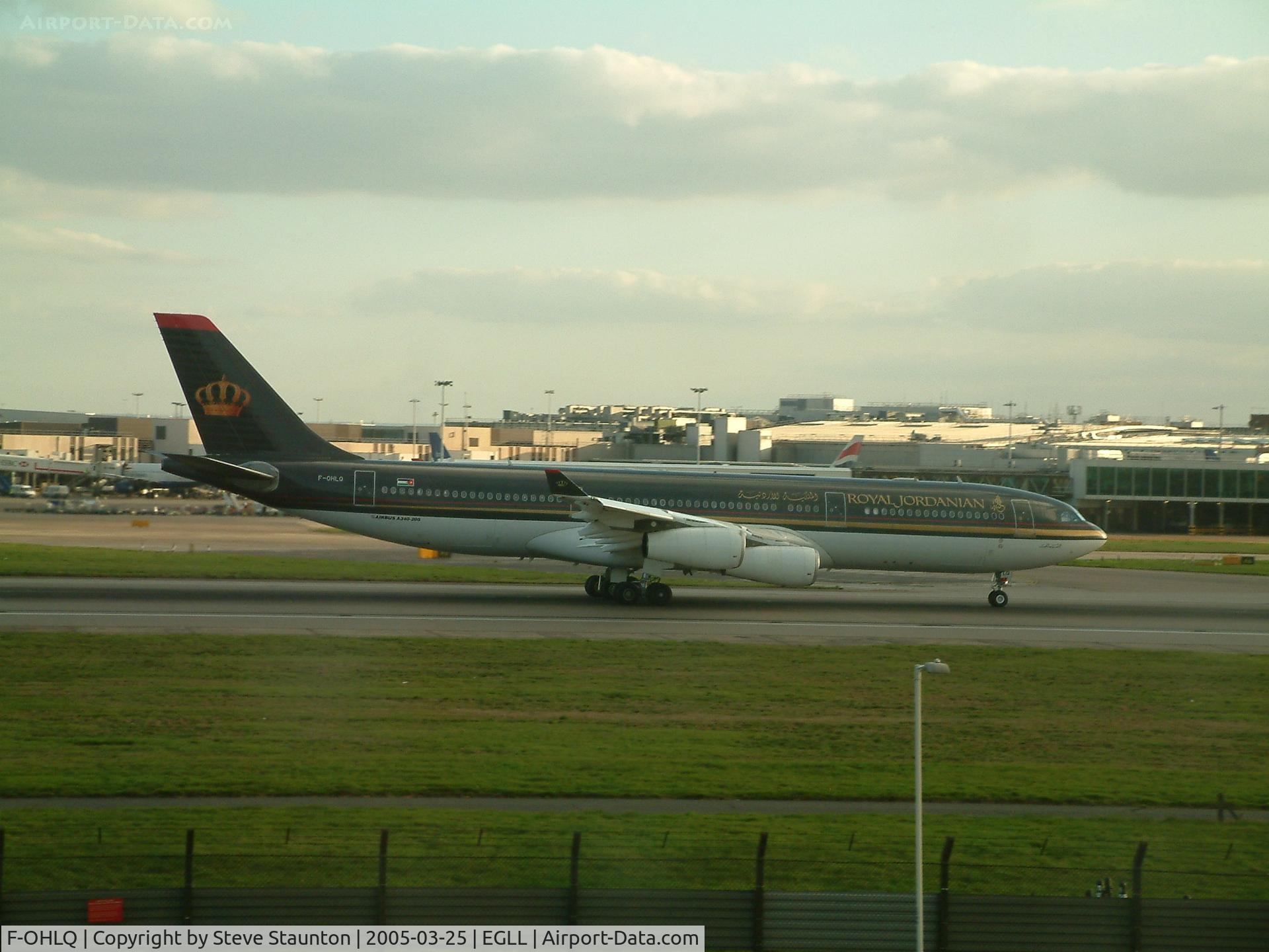 F-OHLQ, 1993 Airbus A340-212 C/N 14, Taken at Heathrow Airport March 2005 (Now JY-AID)