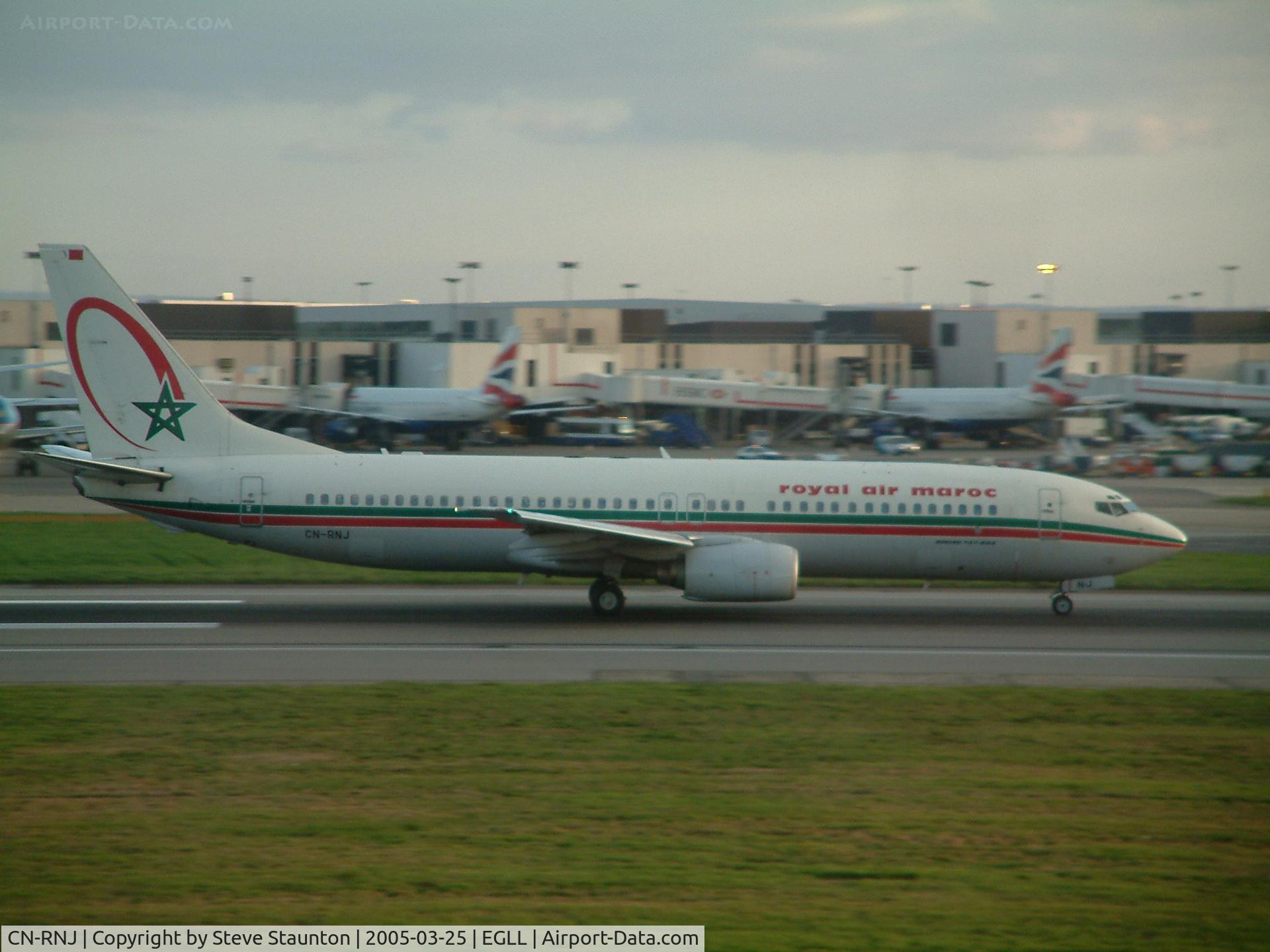 CN-RNJ, 1998 Boeing 737-8B6 C/N 28980, Taken at Heathrow Airport March 2005