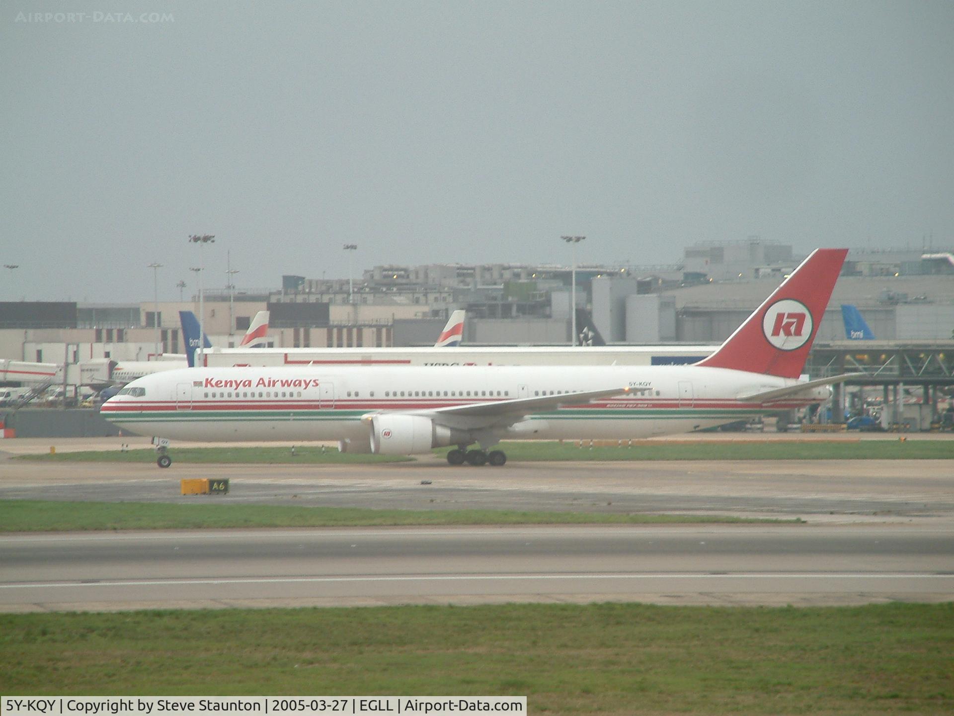 5Y-KQY, 2001 Boeing 767-36N/ER C/N 30841, Taken at Heathrow Airport March 2005