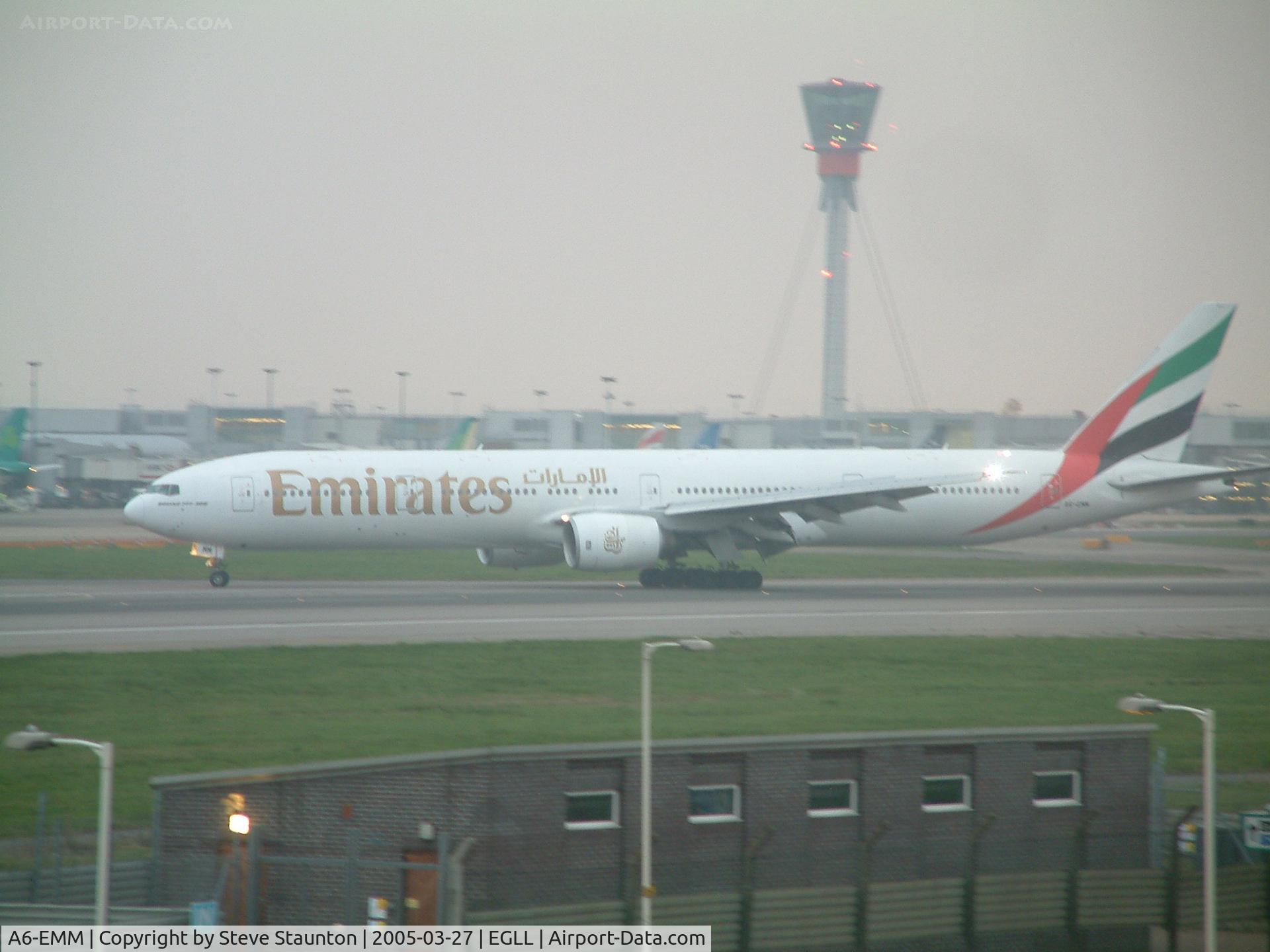 A6-EMM, 1999 Boeing 777-31H C/N 29062, Taken at Heathrow Airport March 2005