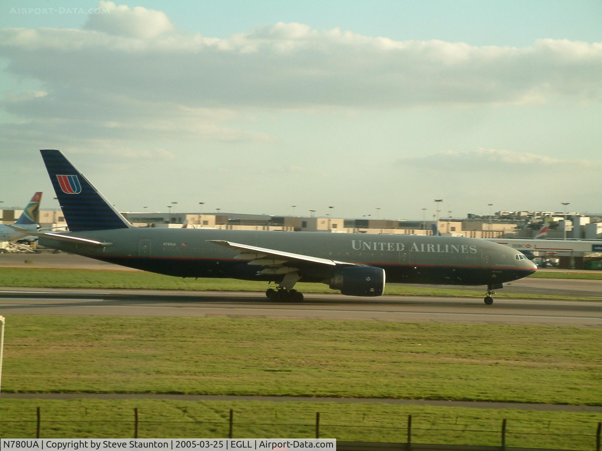 N780UA, 1996 Boeing 777-222 C/N 26944, Taken at Heathrow Airport March 2005