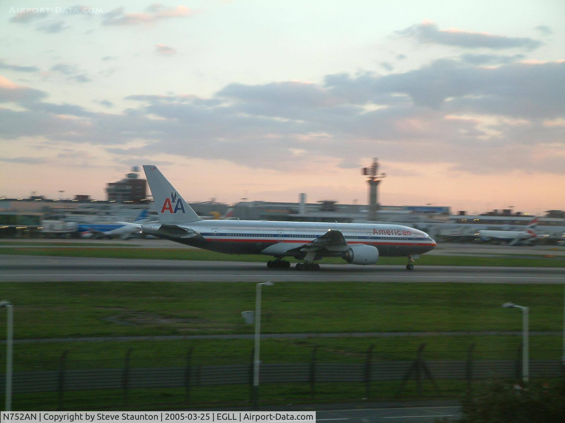 N752AN, 2001 Boeing 777-223 C/N 30260, Taken at Heathrow Airport March 2005