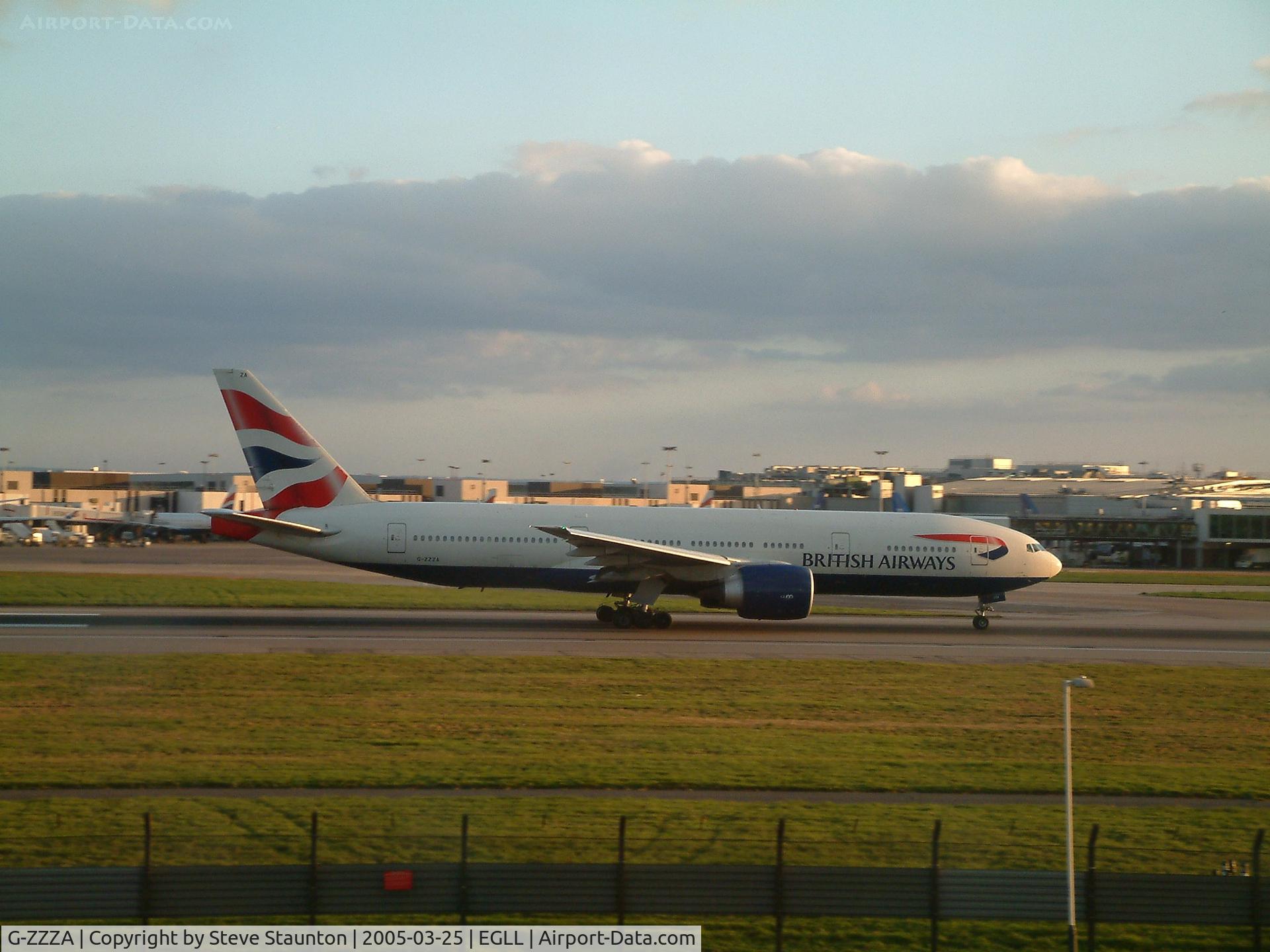 G-ZZZA, 1995 Boeing 777-236 C/N 27105, Taken at Heathrow Airport March 2005