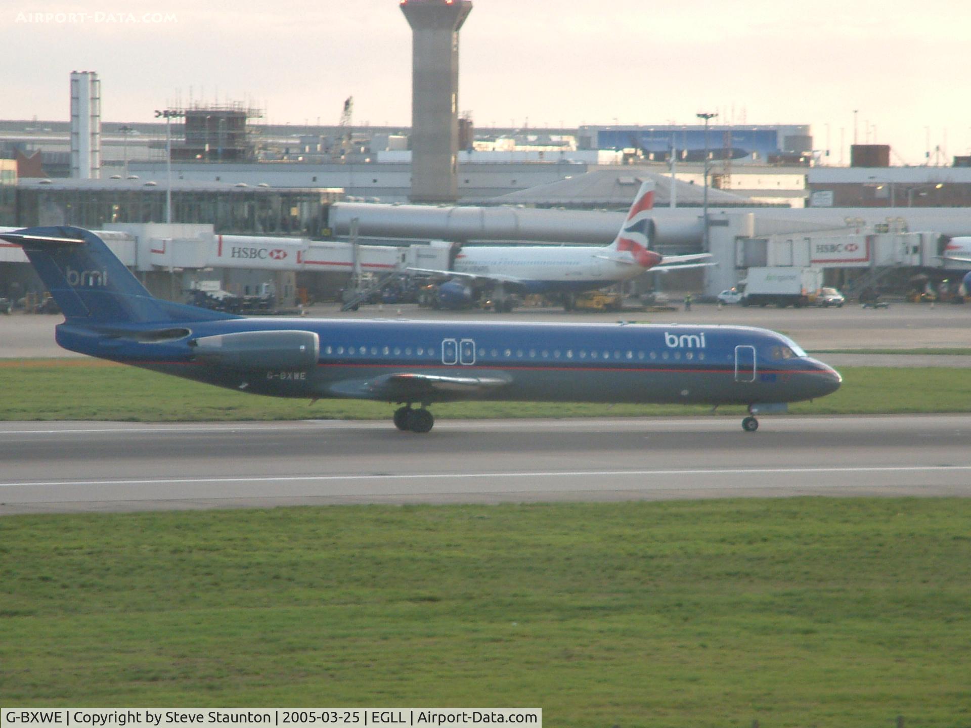 G-BXWE, 1991 Fokker 100 (F-28-0100) C/N 11327, Taken at Heathrow Airport March 2005