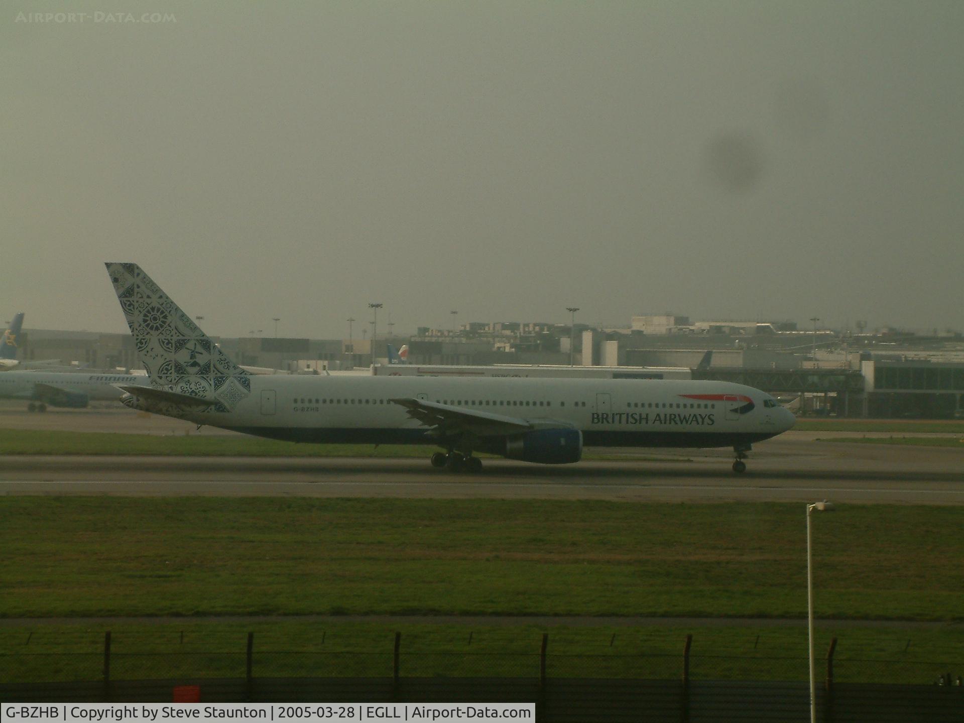 G-BZHB, 1998 Boeing 767-336 C/N 29231, Taken at Heathrow Airport March 2005 (Sorry about the poor quality - but a rare colour scheme)