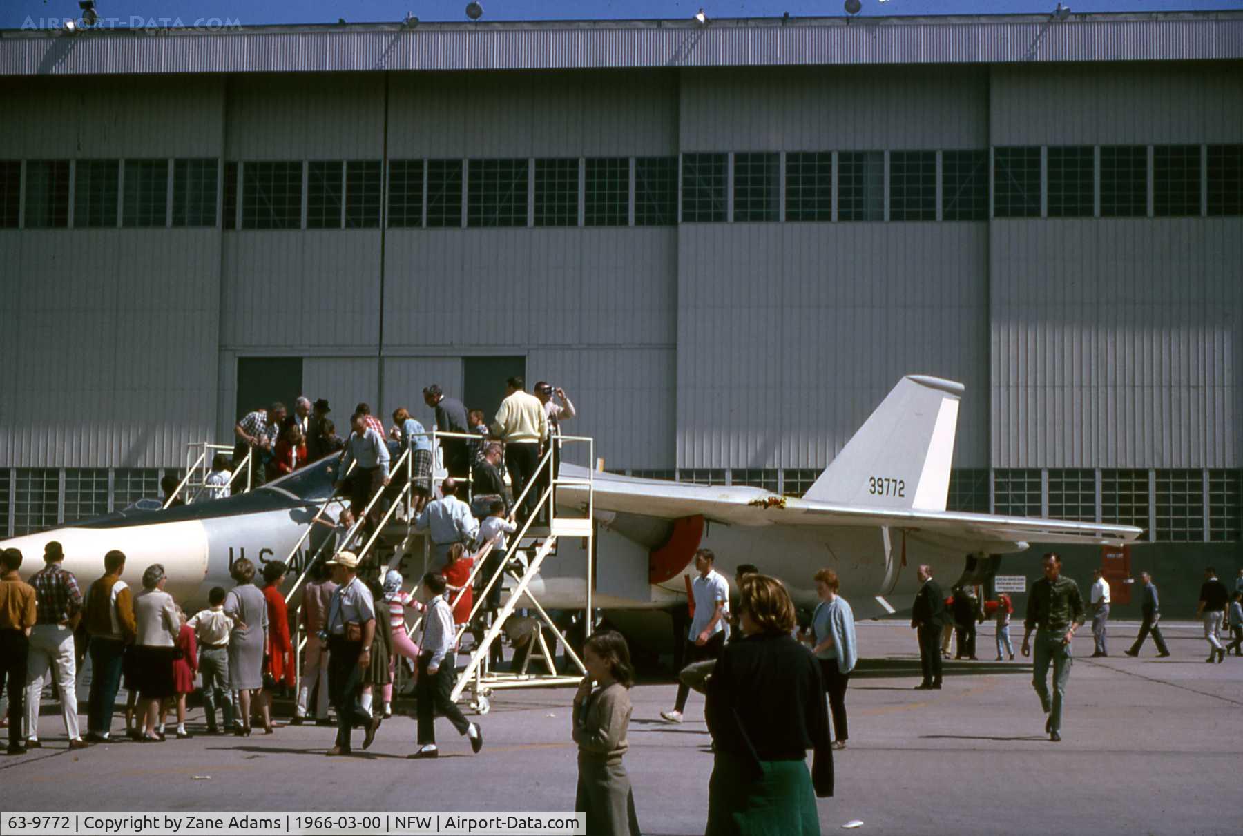 63-9772, 1963 General Dynamics F-111A Aardvark C/N A1-07, 7th F-111 produced - Used for weapons testing, then ground training. May have been scrapped at Sheppard AFB - Taken at 1966 Air Force Assn Airshow, Carswell AFB - Photo By John Williams - published with permission.