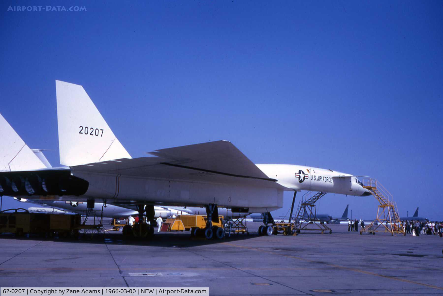 62-0207, 1962 North American XB-70A Valkyrie C/N 278-2, This Aircraft collided with F-104N (NASA 813) June 8, 1966 while filming publicity - Taken at 1966 Air Force Assn Airshow, Carswell AFB - Photo By John Williams - published with permission.