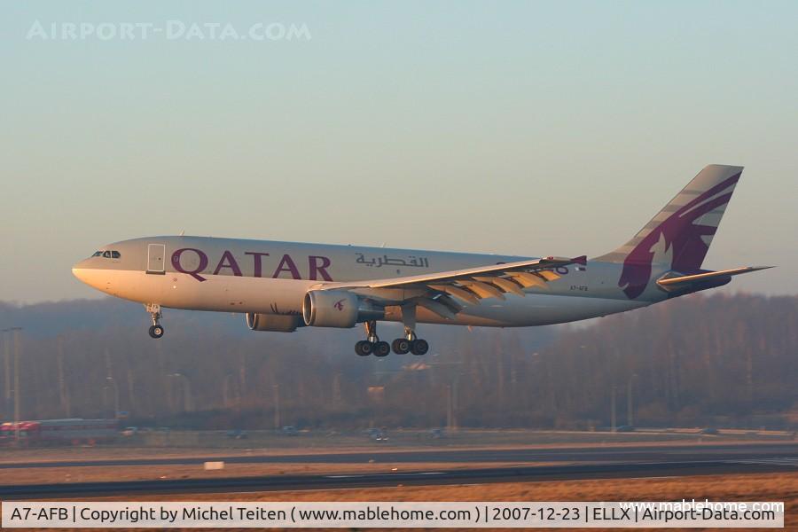 A7-AFB, 1991 Airbus A300B4-622R C/N 614, Qatar cargo touching down late in the winter afternoon on runway 26