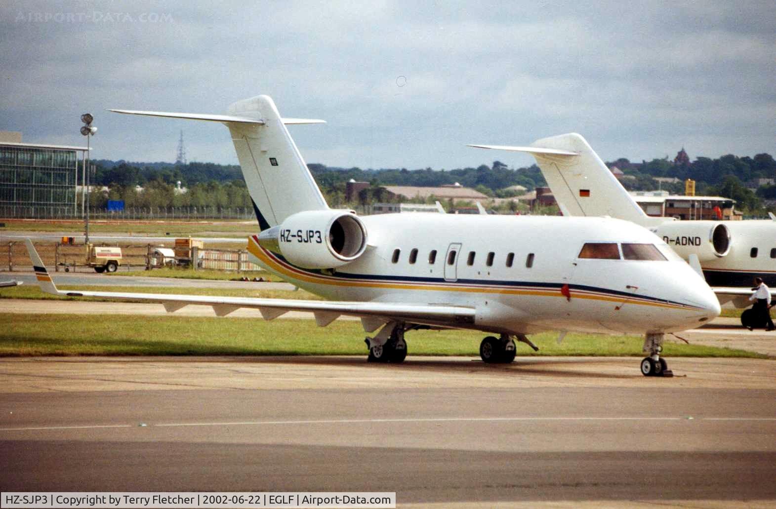 HZ-SJP3, 1997 Canadair Challenger 604 (CL-600-2B16) C/N 5346, seen parked at Farnborough in 2002