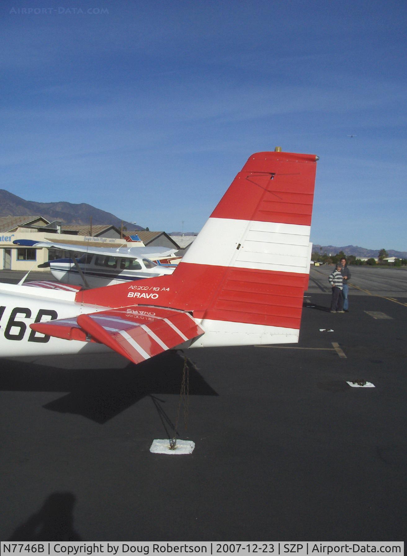 N7746B, 1992 FFA AS-202/18A-4 Bravo C/N 238, 1992 Ffa Flugzeugwerke Altenrhein AS202/18A4 BRAVO, Lycoming AEIO-360, large balanced rudder for aerobatics