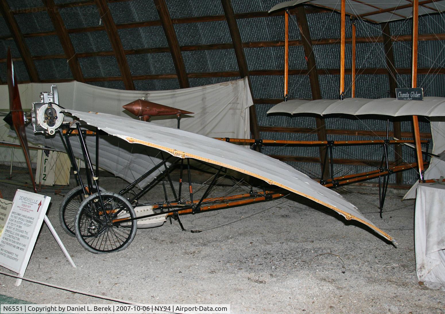 N6551, 1970 Gazelle HO-2 C/N 1, Man Flies!  Paying homage to the great Brazillian aviator Alberto Santos-Dumnont, Cole Palen built this replica of his Model 20.