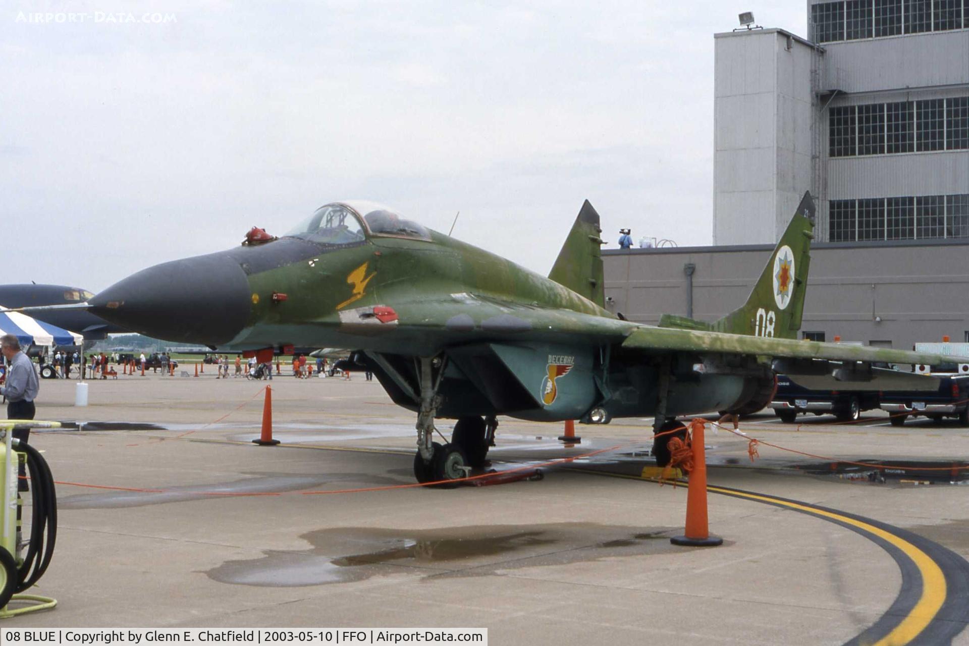 08 BLUE, Mikoyan-Gurevich MiG-29A C/N 2960516761, The Air Force Museum's MiG-29 displayed at the 100th Anniversary of Flight celebration at Patterson Field, Wright-Patterson AFB